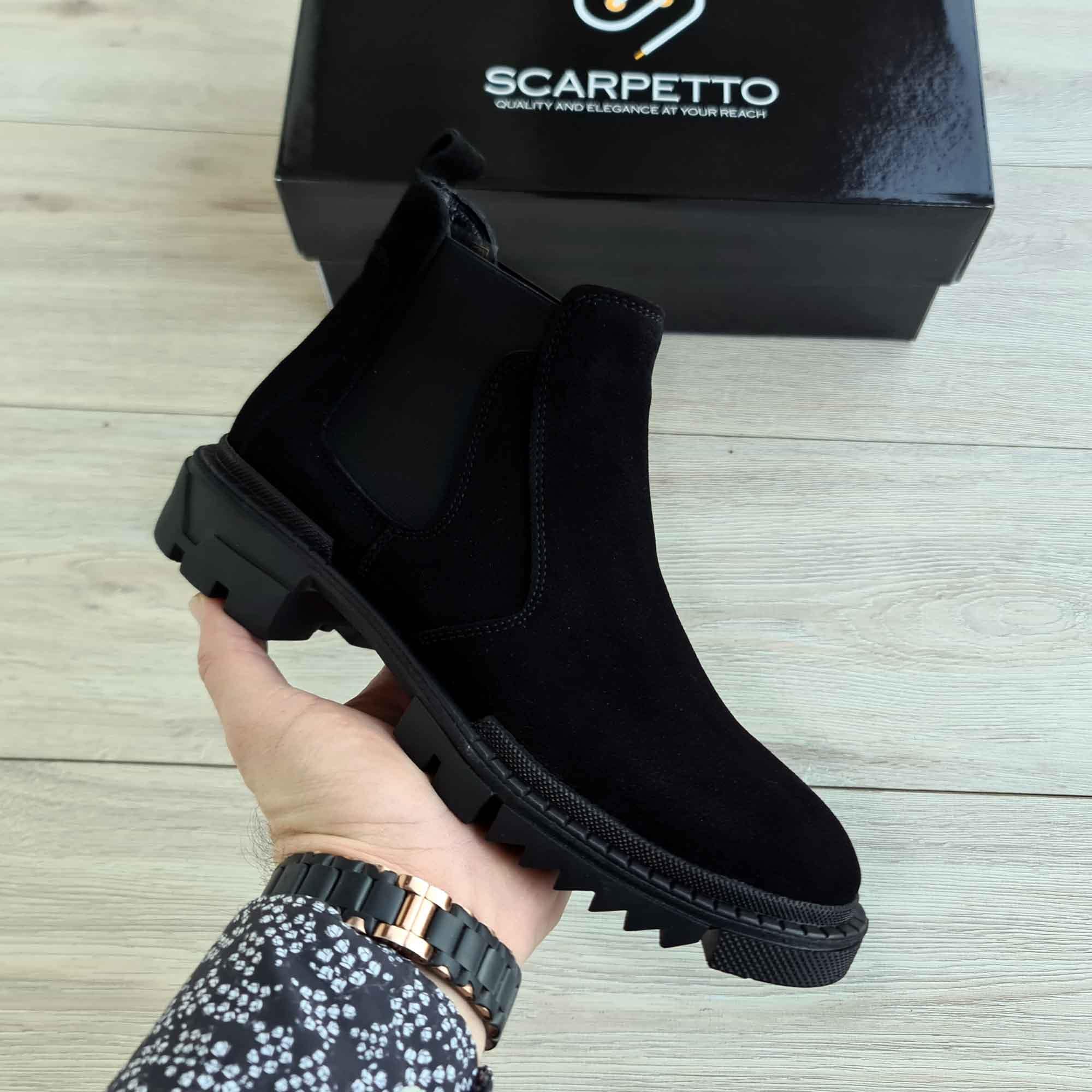 Black all suede Chelsea ankle boot. Handmade in Italy. Size 12/11/10/9/8/7 Chelsea Boot | Black Suede – Oliver Cabell main image 2