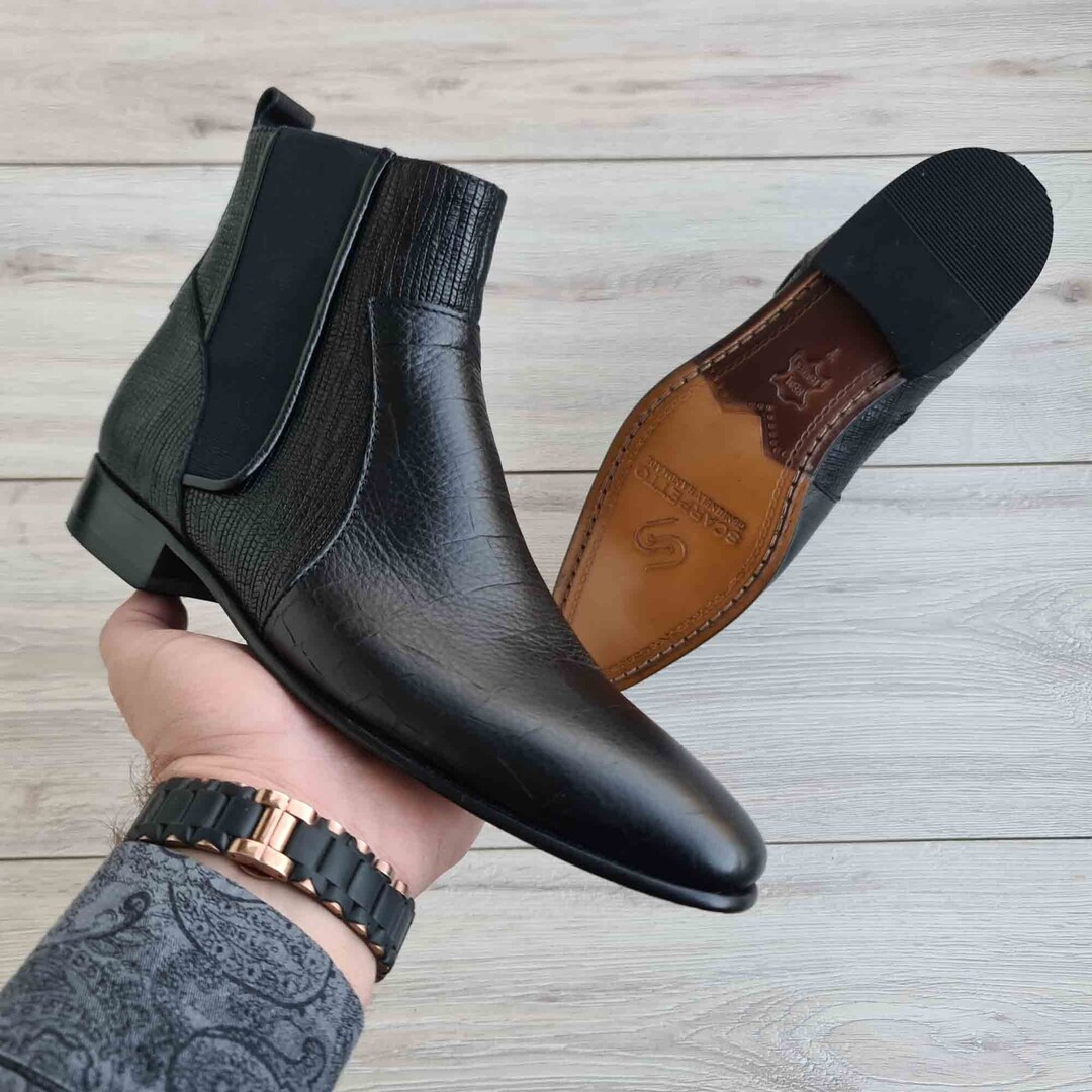 COPY - Crevo black leather zip Chelsea boots. NWT. Size 10.5 CUSTOMADE]Cowhide Square Toe Zipper Chelsea Boots main image 4