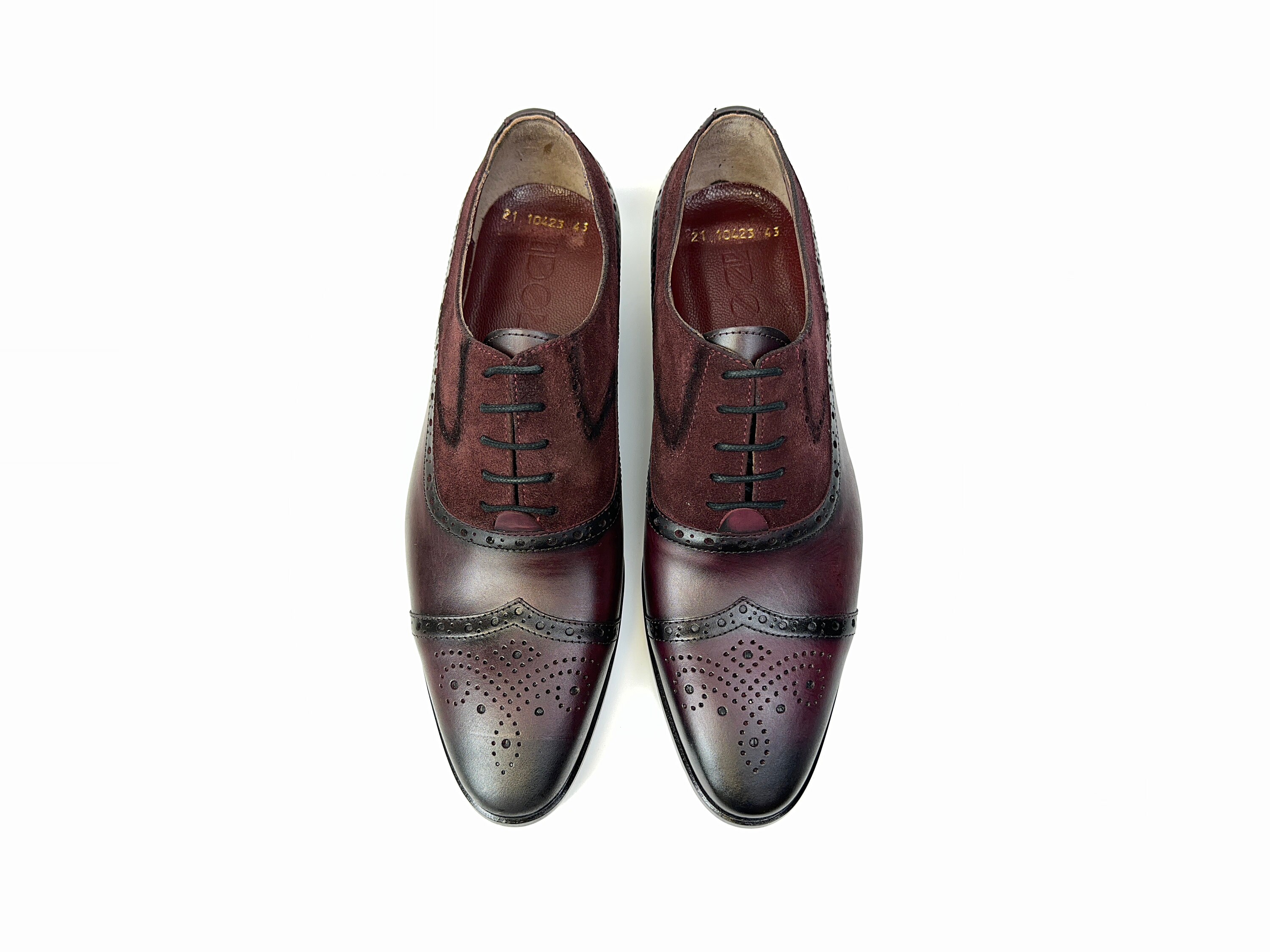 靴 m.a+ burgundy onepiece derby shoes Burgundy Cap toe Derby Brogues | Stefano Bemer