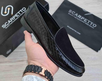 Handmade Leather Dress Shoe for Men: Honeycomb Pattern, Genuine Leather