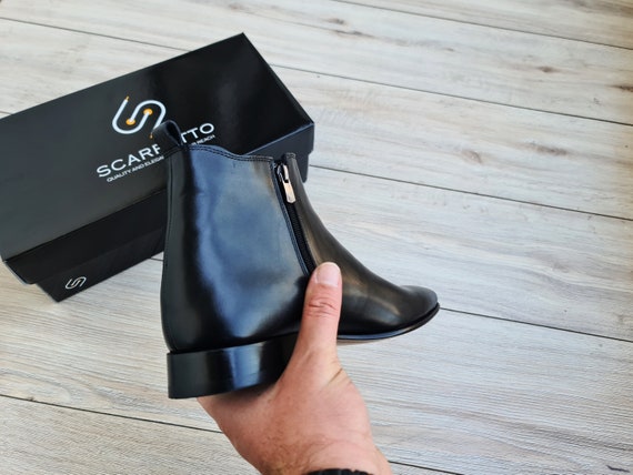 Mens leather top sole boots