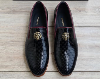 Premium Leather Men&#39;s Loafer in Black | Handmade Slip-On Dress Shoes for Men | Genuine Leather Casual Shoes for Party Prom Wedding