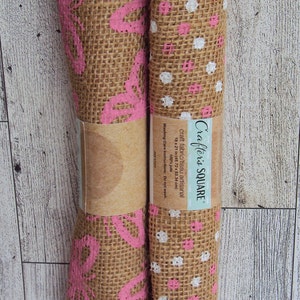 Jute Craft Fabric Swatches ~ Pink Butterflies & Polka Dots ~ 18" x 21' ~ DIY Crafts