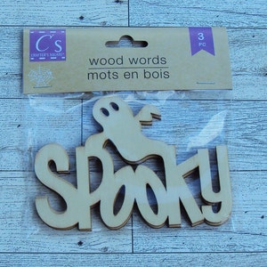 3-CT Halloween Wooden Words Cutouts &quot;Spooky&quot; ~ Great for DIY Crafts