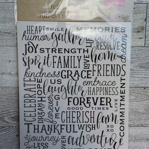 Rub-On Transfers | Black Letter Sentiments Rub-On Transfers | FAMILY | MEMORIES | forever | THANKFUL