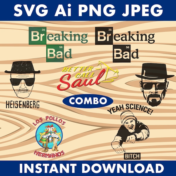 Breaking Bad/ Better Call Saul SVG pack, layered cut files for design on cricut, silhouette etc