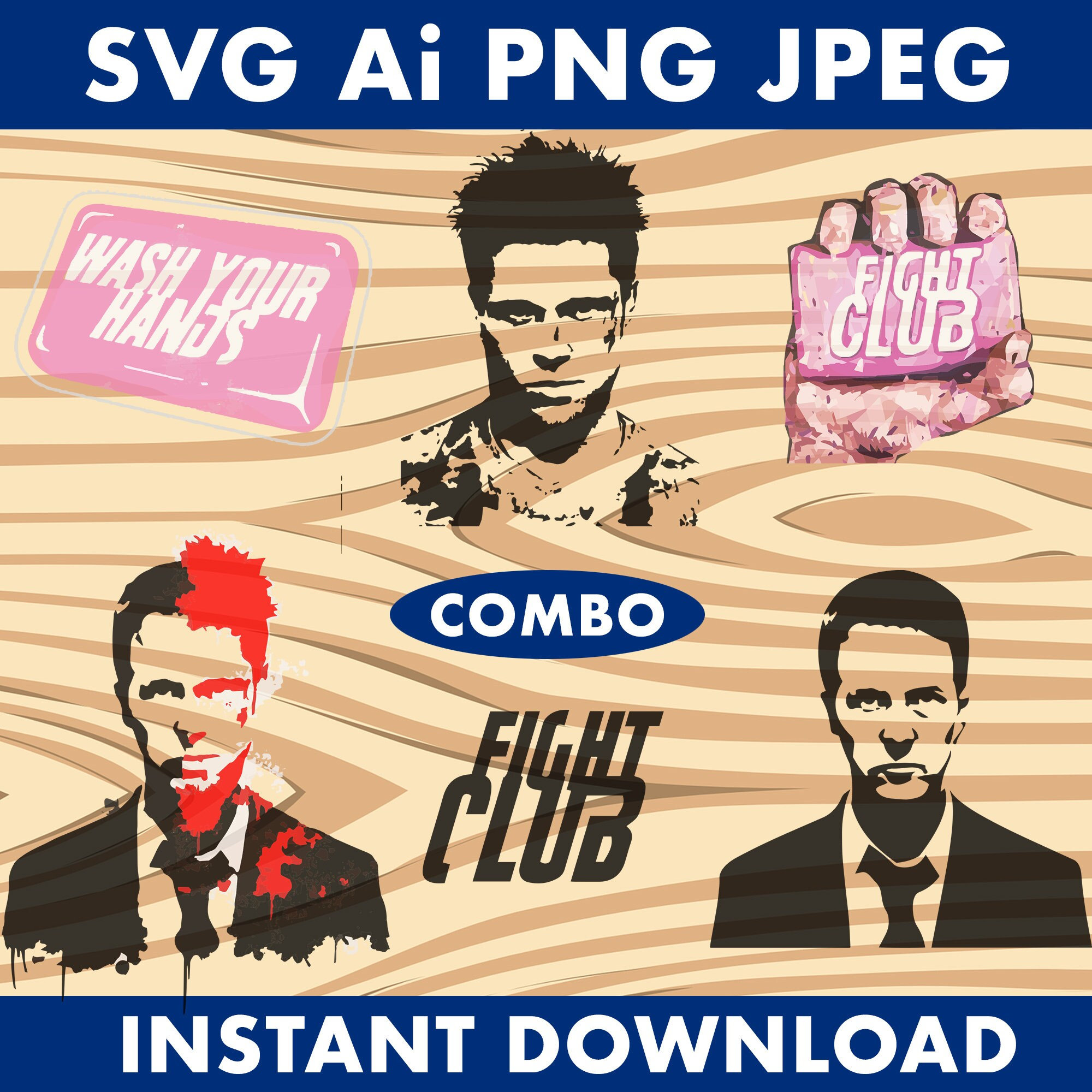 Fight Club Themed SVG Vector Pack for Tshirt Designs Etc, Compatible