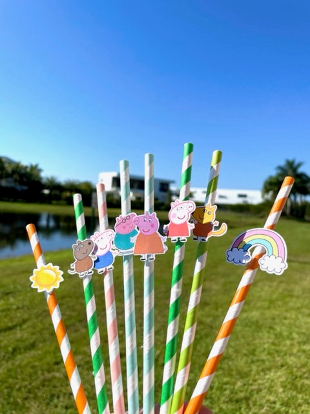 Pepa Pig Straws/pepa Pig Cake Topper/pepa Pig Party Etsy