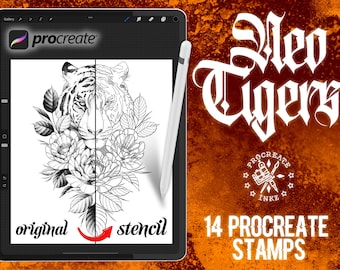 High-Resolution Neotraditional Tattoo Stencils | Procreate Tattoo Stamps for Artists | Instant Download | Unique & Detailed Designs