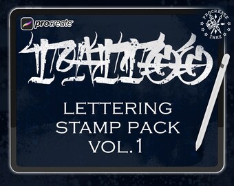 Lettering Tattoo Procreate Stamps | High-Res Flash Stencil Bundle | Digital Tattoo Brushes for iPad Artists