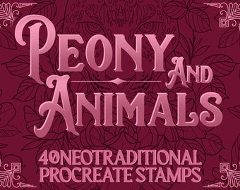40 Neotraditional Tattoo Procreate Stamps | Neo Trad Flash Stencil Bundle | Digital Tattoo Brushes for iPad Artists & Coloring