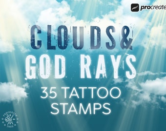 Procreate Clouds and rays  | Clouds brush | Procreate brushes | Procreate bundle | Tattoo brushes | Procreate stamps