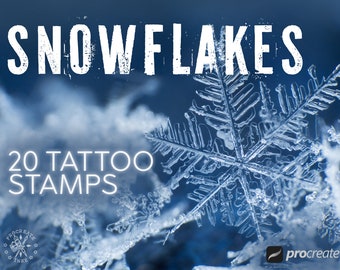 Francobolli per tatuaggi Procreate Snowflake / Pennello per fiocchi di neve / Pennelli Procreate / Procreate bundle / Procreate tattoo / Procreate stamps