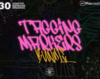 20+ Tagging Marker Procreate Brushes | Graffiti Lettering Brush Set | Digital Urban Art & Calligraphy Markers for iPad