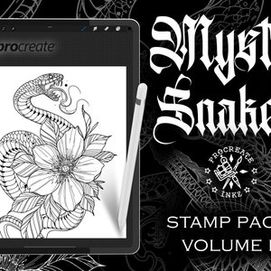 Procreate Snakes | Procreate stamps | Tattoo flash | Procreate flash | Procreate tattoo | Tattoo stencil | Procreate bundle | Tattoo design