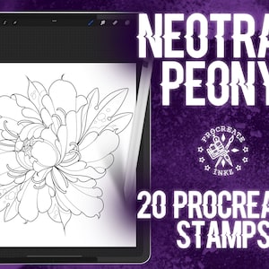 High-Resolution Neotraditional Peonies Tattoo Stencils | Procreate Stamps for Tattoo Artists & Creative Projects | Procreate tattoo