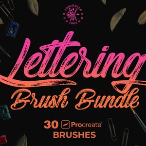 30 High-Resolution Lettering Procreate Brushes for Tattoo and Design Projects | Procreate tattoo | Lettering brush set
