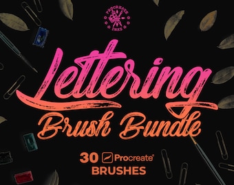 30 High-Resolution Lettering Procreate Brushes for Tattoo and Design Projects | Procreate tattoo | Lettering brush set