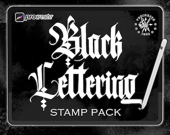 100+ Calligraphy Letter Procreate Stamps | Tattoo Alphabet Stencils & Script Bundle | Custom Lettering Brushes for iPad Artists