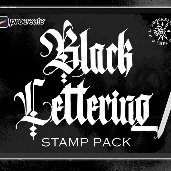 Procreate Black Lettering | Procreate stamps | Tattoo flash | Procreate flash | Procreate tattoo | Tattoo stencil | Procreate bundle