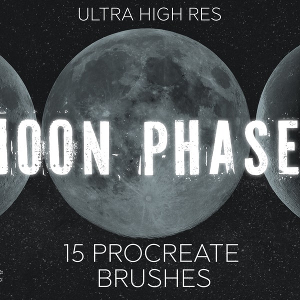Procreate Moon Phases tattoo stamps | Moon tattoo | Procreate brushes | Procreate bundle | Procreate tattoo | Procreate stamps