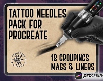 18 Procreate Tattoo Brushes Set | Whip Shading & Stipple Shader | Realistic Needle Liners and Mags | Digital iPad Tattoo Apprentice Tools
