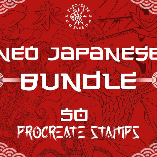 Procreate Japanese bundle | Procreate stamps | Japanese tattoo | Procreate tattoo | Tattoo stencil | Procreate bundle