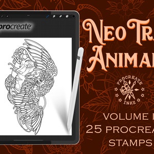 Procreate Neotraditional 1/2 | Procreate Stempel | Neotraditionales Tattoo | Procreate Tattoo | Tattoo Schablone | Procreate Bündel