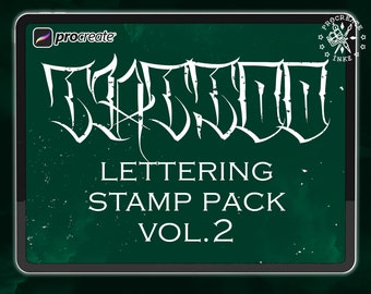 Lettering Tattoo Procreate Stamps | Ultra-Detailed Flash Stencils | Digital Tattoo Brushes for iPad Artists & Apprentices