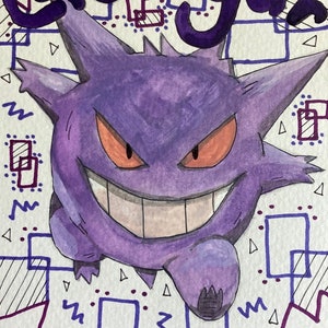 Mega Gengar Pokemon Watercolour A4 Print 