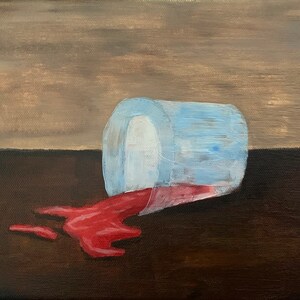 Spilt Wine Acrylic Painting, canvas ready to hang, stylized art, wine art, glass art, wall art