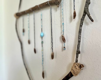 Cuentas de vidrio de atrapasueños azules hechas a mano inspiradas en la naturaleza