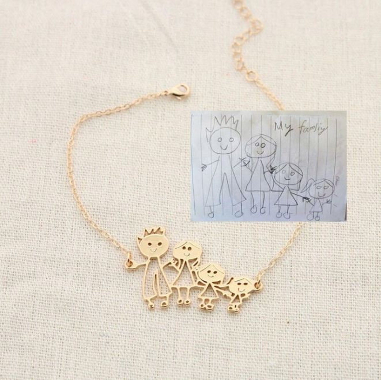 Actual Kids Drawing Necklace Children Artwork Necklace Kid Etsy