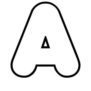 Puede incluir: Una letra mayúscula A con un contorno negro grueso, esquinas redondeadas y un espacio negativo triangular en el centro. La letra presenta un grosor de trazo uniforme en toda su estructura, creando un diseño gráfico limpio y contrastado.