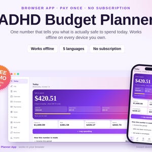 ADHD Budget Planner App, Safe to Spend Tracker, Paycheck Budget, Bills and Debt Payoff, Works Offline, Digital Download