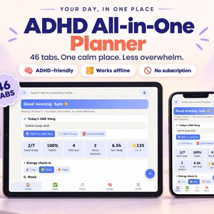 Aplicativo Web de Planejamento para TDAH | Organizador e Planejador de Produtividade para TDAH | Foco, Hábitos, Orçamento, Planejamento de Refeições | Download Digital Sem Assinatura