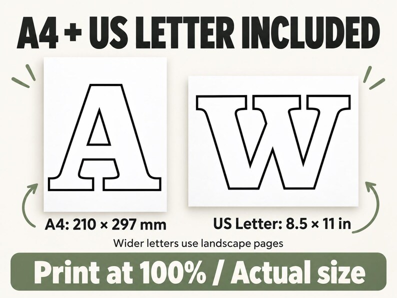 Printable Alphabet Letters Numbers, 2–7 Inch Outline Templates, A4 and ...