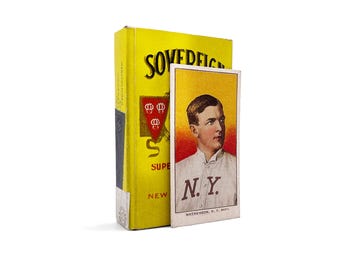 Sovereign Cigarettes Pack Replica with 1909 T206 Christy Mathewson RP Card - Vintage Baseball Memorabilia