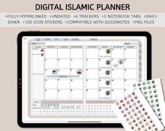 Digital Planner for Muslims, Islamic Undated Planner, Goodnotes Planner, Digital Faith Journal