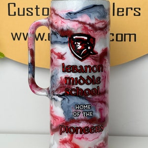 School Spirit Tumbler - Custom Glitter, Alcohol Ink Swirl, and Epoxy Tumbler - Customize with your school colors and mascot