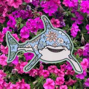 Floral Hai Vinyl 3 ”Matt gestanzter Aufkleber