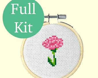 Mini Carnation Counted Cross Stitch Full Kit