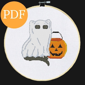 Ghost Kitty Cross Stitch PDF Digital Download