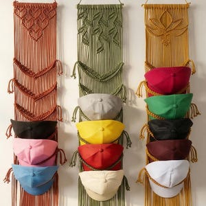 Soporte de macramé para gorras de béisbol, colgador de pared para sombreros, organizador bohemio