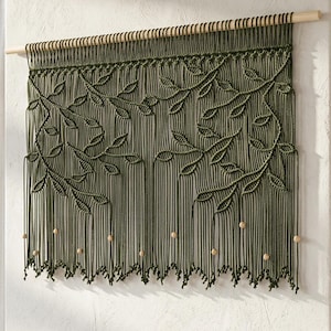 Macrame Window Valance, Custom Width Cotton Curtain, Boho Window Treatment for Living Room