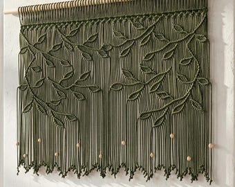 Makramee-Fenstervorhang, benutzerdefinierte Breite Baumwollvorhang, Boho Fensterbehandlung für Wohnzimmer