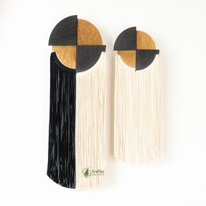 Macrame Wall Hanging: Modern Wood Fiber Art, Boho Decor