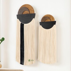 Handcrafted Macrame Wall Hanging: Boho Fiber Wood Art Decor