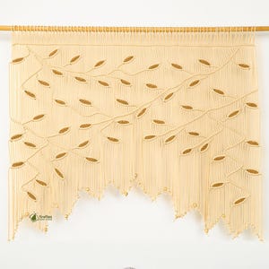 Macrame Leaf Window Curtain: Boho Botanical Tapestry