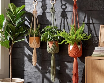 Indoor Plant Holders, Macrame Plant Pot Hangers, Garden Lover for Scandinavian Style
